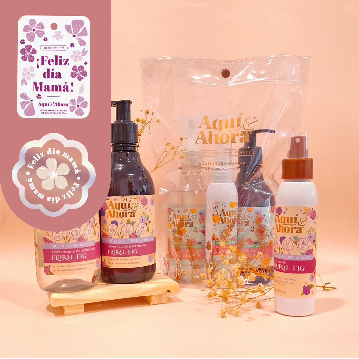 Set Premium Cristal - Body Splash + Jabon Liquido + Aromatizante - DIA MADRE