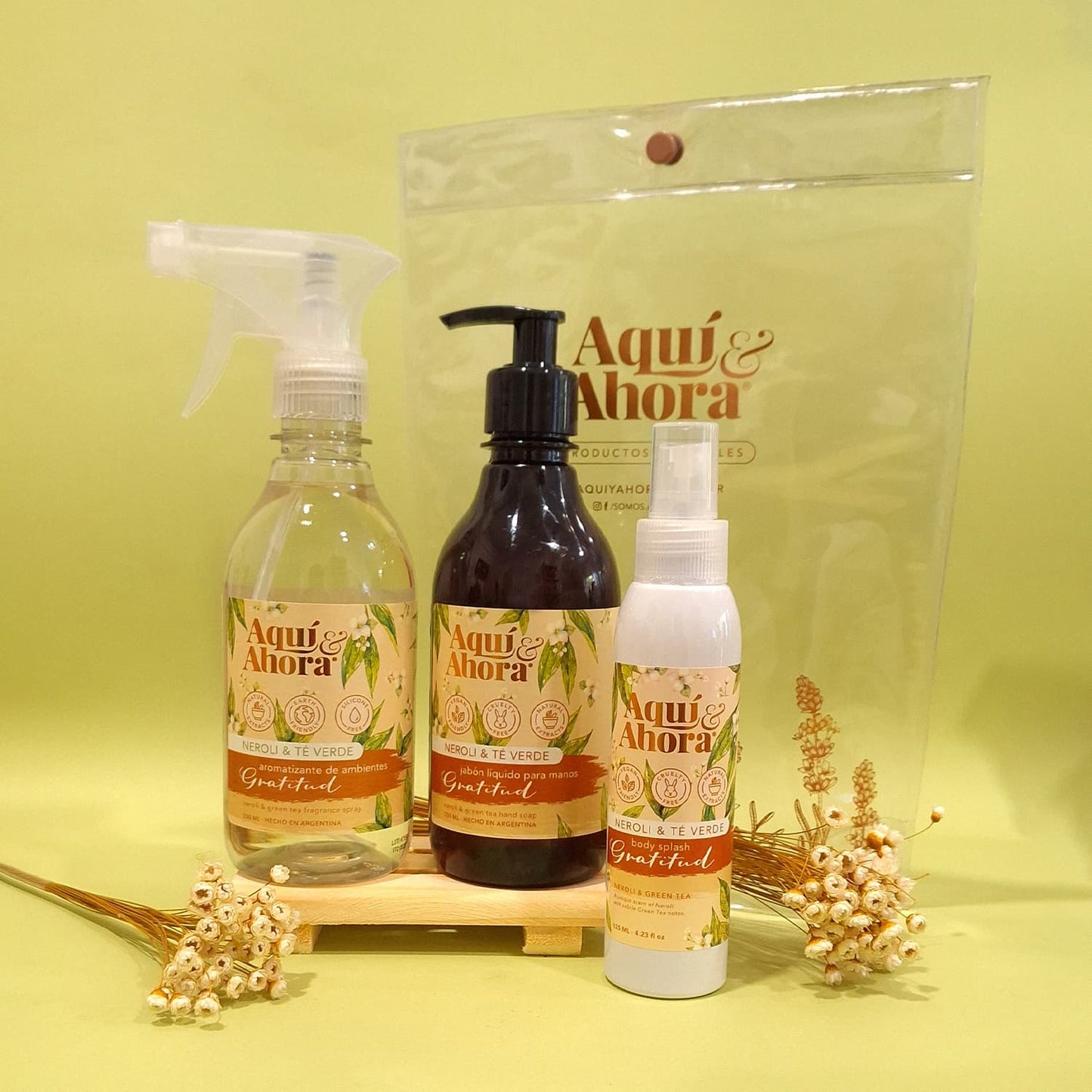 Set Premium Cristal - Body Splash + Jabon Liquido + Aromatizante - DIA MADRE